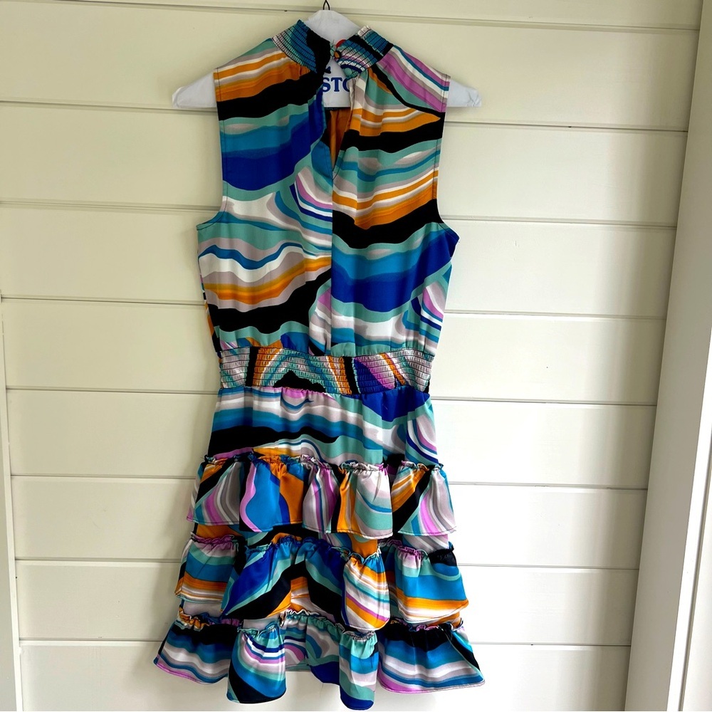 1. State smocked neck sleeveless fit and flare dress - Picture 2 of 4